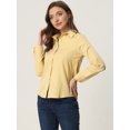 thumbnail image 3 of DARING DIVA Women's Button Down Long Sleeve Vertical Stripes Shirt M Yellow, 3 of 6