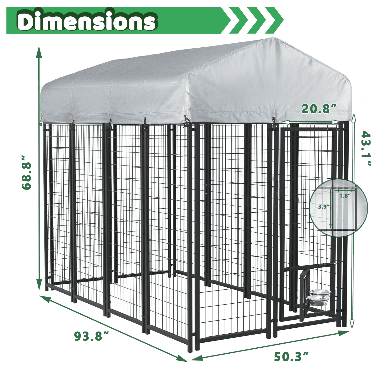 BOSSIN 8x4x6 FT Heavy Duty Large Dog Kennel Playpen Outdoor with Secure Lock