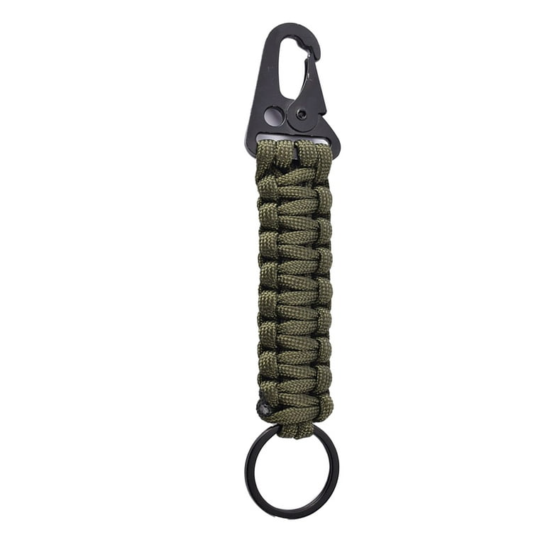 Linyer Paracord Keychain Outdoor 7 Strands Survival Emergency Keyring Rope Portable  Buckle Multifunctional Pendant Backpack Lanyard Green 
