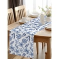 thumbnail image 2 of Burlap Table Runner 70 Inches Long, Summer Blue Flower Shell Conch on Retro Non-Slip Kitchen Table Runners for Dining Room Everyday Use Party Table Decorations Underwater World, 2 of 9
