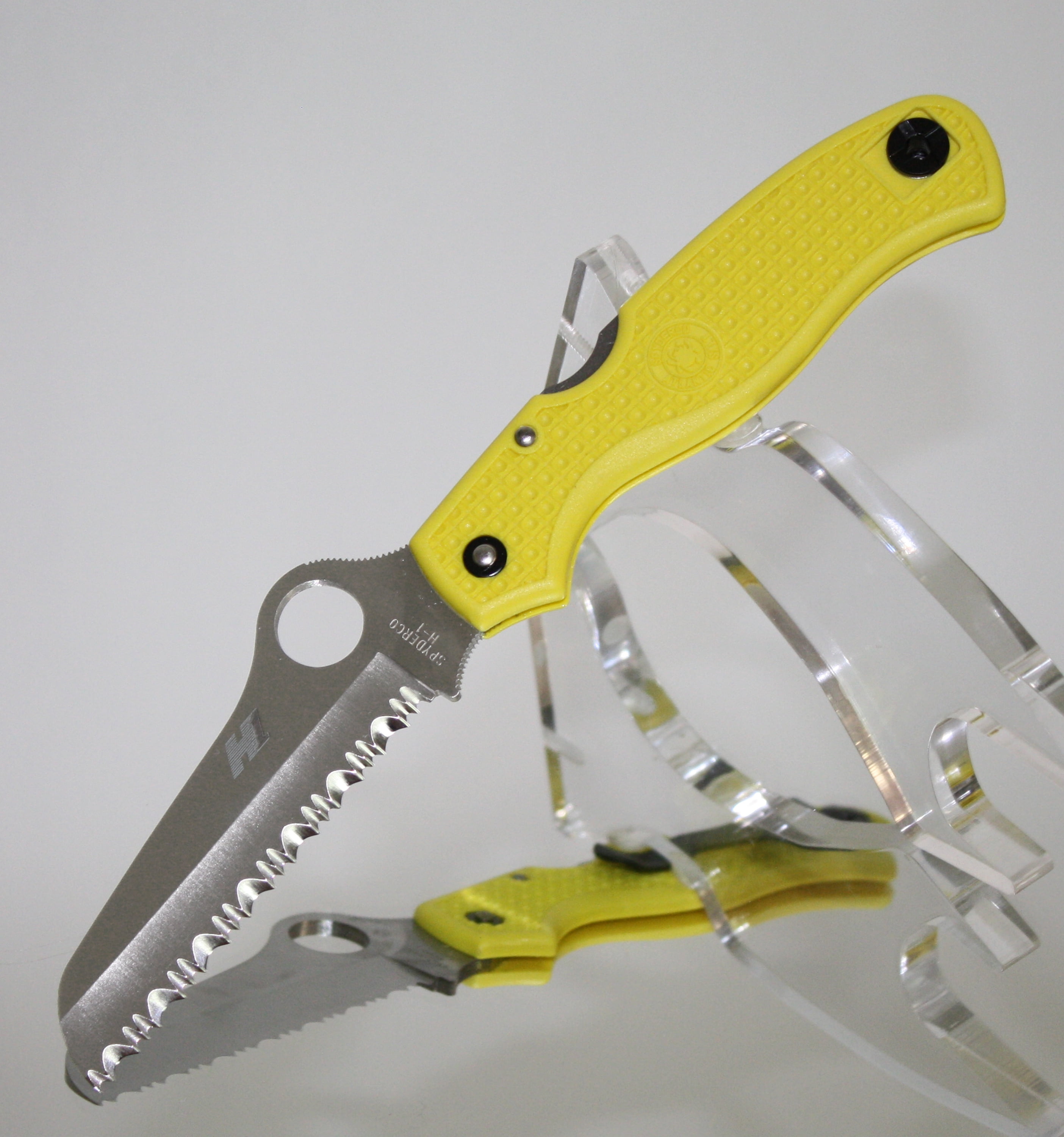 Spyderco Atlantic Salt Folding Knife 3.69" H1 Serrated Rescue Blade, Yellow FRN Handles - C89SYL