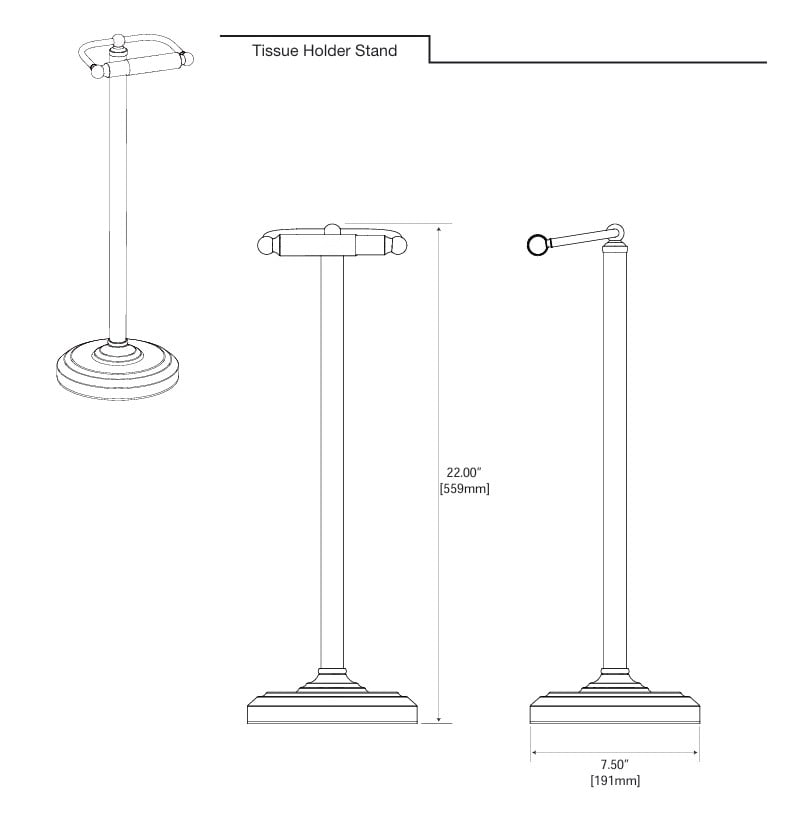Gatco 1436PN Pedestal Standing Toilet Paper Holder, Polished Nickel