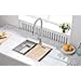 thumbnail image 3 of STARSTAR Workstation Ledge Topmount/Drop-in Single Bowl 304 Stainless Steel Kitchen/Yard/Bar/Laundry/Office Sink, With Grid, Colander, Cutting Board, Strainer (21 x 20 x 10 Wood Colander), 3 of 4