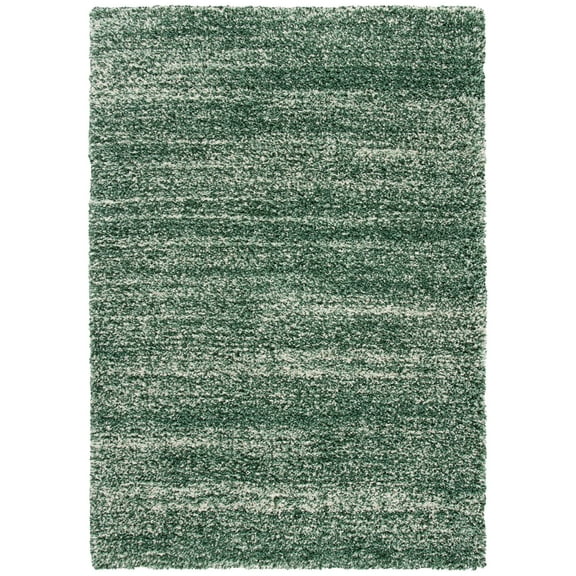 SAFAVIEH Hudson Shag Jaden Striped Area Rug, Green/Ivory, 7' x 7' Square