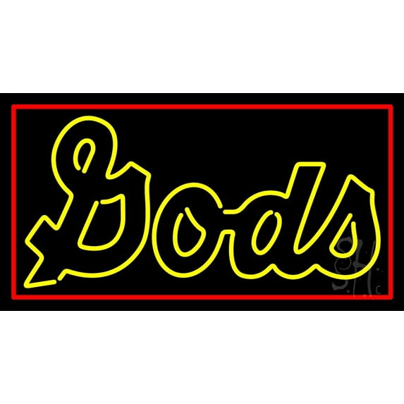 Cursive Yellow Gods LED Neon Sign 13" Tall x 24" Wide - inches Black Square Cut Acrylic Backing, with Dimmer - Premium built indoor Sign for Home décor, Event, Religious place, Store interior, Office.