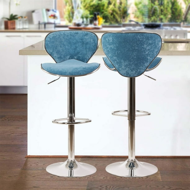 Magshion Velvet Adjustable Counter Height Bar Stools Set of 2, Swivel