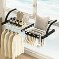 thumbnail image 5 of Bevtee Portable Clothes Drying Rack, over The Door Towel Rack with Clips Indoor Outdoor, Foldable Railings, Stainless Steel and Plastic, 29"x13", 5 of 7
