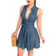 thumbnail image 1 of Txlixc Vestido de Mujer, Color sólido Sin Mangas Cuello Doblado Abotonado Delgado en Forma de A, Vestido Suelto con cinturón para la Playa, Vacaciones Txlixc  Estilo de ocio, 1 of 9