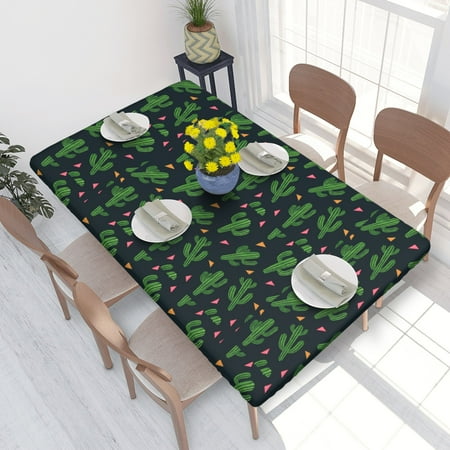 

Home Deluxe Tablecloth Cactus Fiesta Waterproof Elastic Rim Edged Table Cover- For Christmas Parties And Picnics 4ft