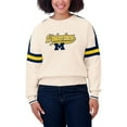 thumbnail image 4 of Women's WEAR by Erin Andrews  Cream Michigan Wolverines Chenille Woven Patch Stripe Pullover Sweater, 4 of 4