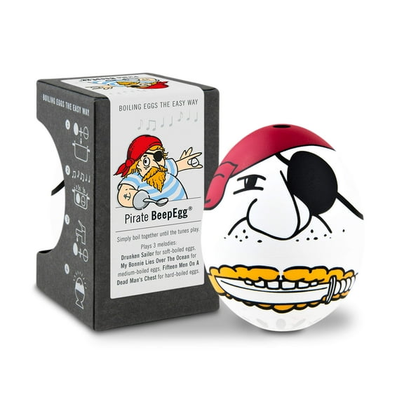 BrainStream Pirate BeepEgg - Musical Kitchen Timer & Egg Timer, Plays 3 Tunes for Soft, Medium, Hard-Boiled Eggs - Any Egg Size & Temperature, Ideal for at Home or Camping - Made in Germany