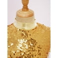 thumbnail image 5 of Zaldita  Kids Girls Sequin Sleeveless Mock Neck Liturgical Worship Praise Dance Overlay Dress Tunic Lyrical Dancewear Gold 14, 5 of 7