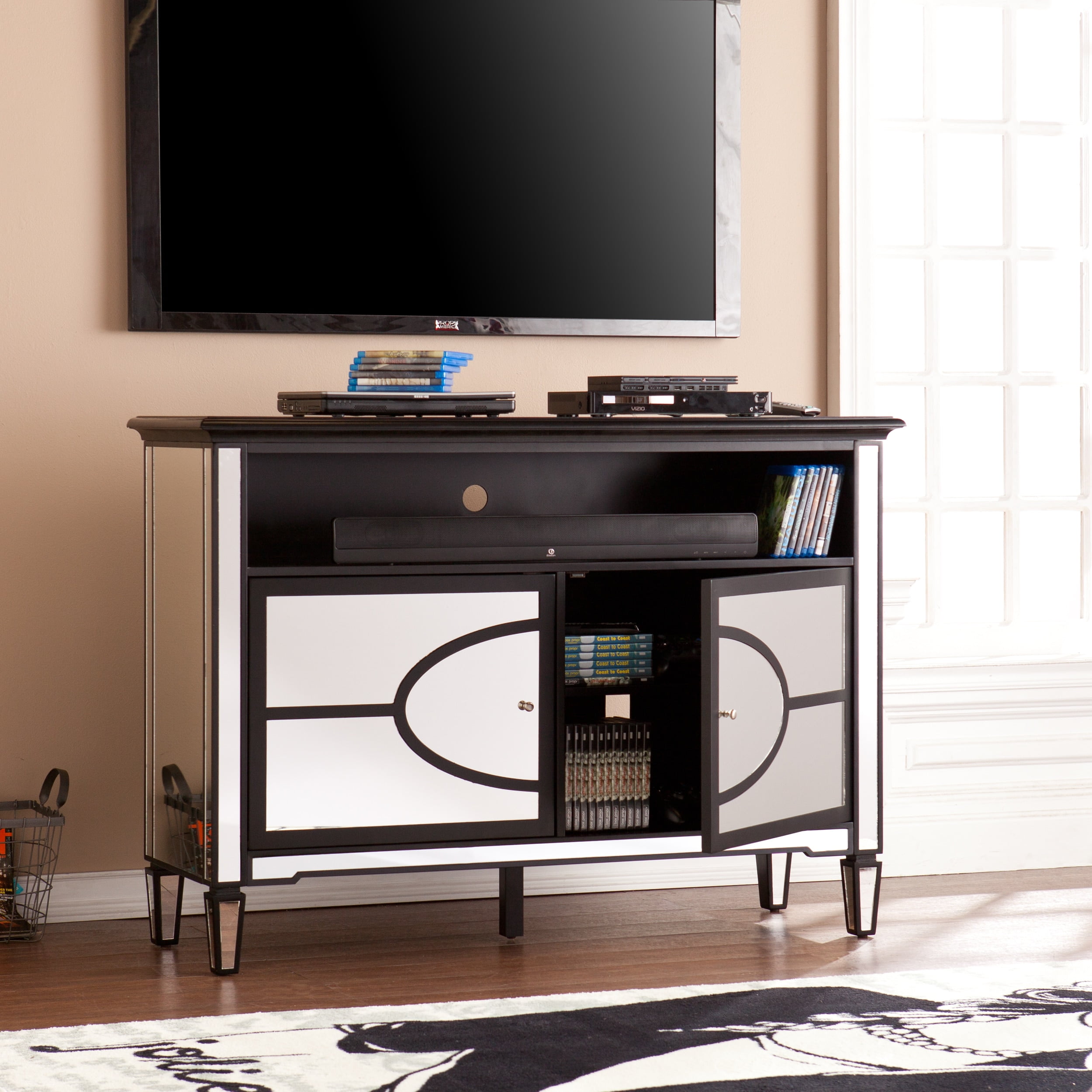 Harper Blvd Snowden Mirrored Tv Media Stand Com
