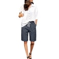 thumbnail image 4 of Evdexr Cargo Shorts Womens Knee Length Drawstring Bermuda Shorts 2026 Baggy Hiking Shorts Elastic Waist Belted Casual Short with Multi Pockets Gray 2XL, 4 of 7