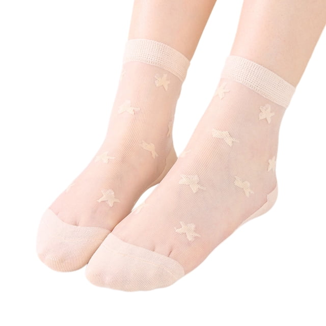 FhsagQ Socks Men's Socks Sleep Slips Ladies Spring and Summer Leisure Transparent Solid Colour Star Stockings Cool Glass Stockings Soft Short Stockings Men's Socks Sleep Beige One Size