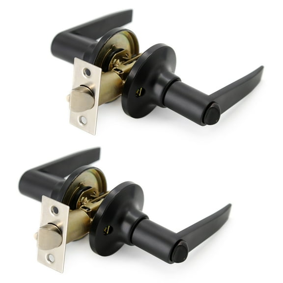 Villar Home Designs Door Lever Lara Black Privacy 2 Pack