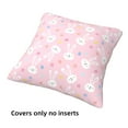 thumbnail image 3 of Throw Pillow Covers, Cartoon Cute Rabbit Pink Flower Soft Square Pillow Cases with Invisible Zipper for Couch Bed Sofa, Farmhouse Fall Home Decor 20"x20", 3 of 7