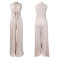 thumbnail image 5 of SRZYMJ Formal Jumpsuit for Women Stylish Women's V-Neck Sleeveless Lapel Design Loose Fit Pleated Wide Leg Jumpsuit for Everyday, 5 of 9