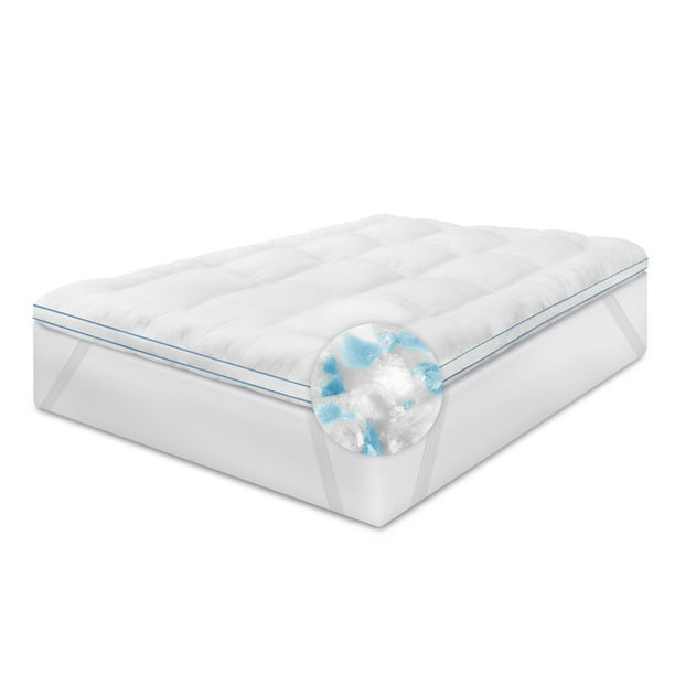 80 White King Size Memory Foam Fiber Filled Memoryloft Mattress Topper Walmart Com Walmart Com