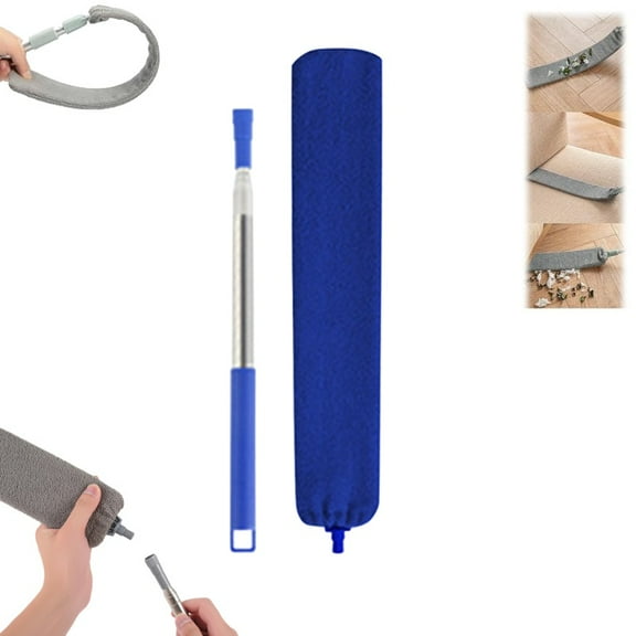 Retractable Gap Dust Cleaner,Extendable Duster Cleaning Tool for Hard-to-Reach Areas, Reusable Washable Dusting Wand for Home,Ceiling,Blinds,Under Furniture(Royal Blue,4.43in)