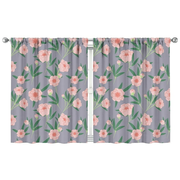 Floral Room Curtains 42x54 Inch 2 Panels, Rod Pocket Blackout Drapes for Bedroom and Decorative Window Styling