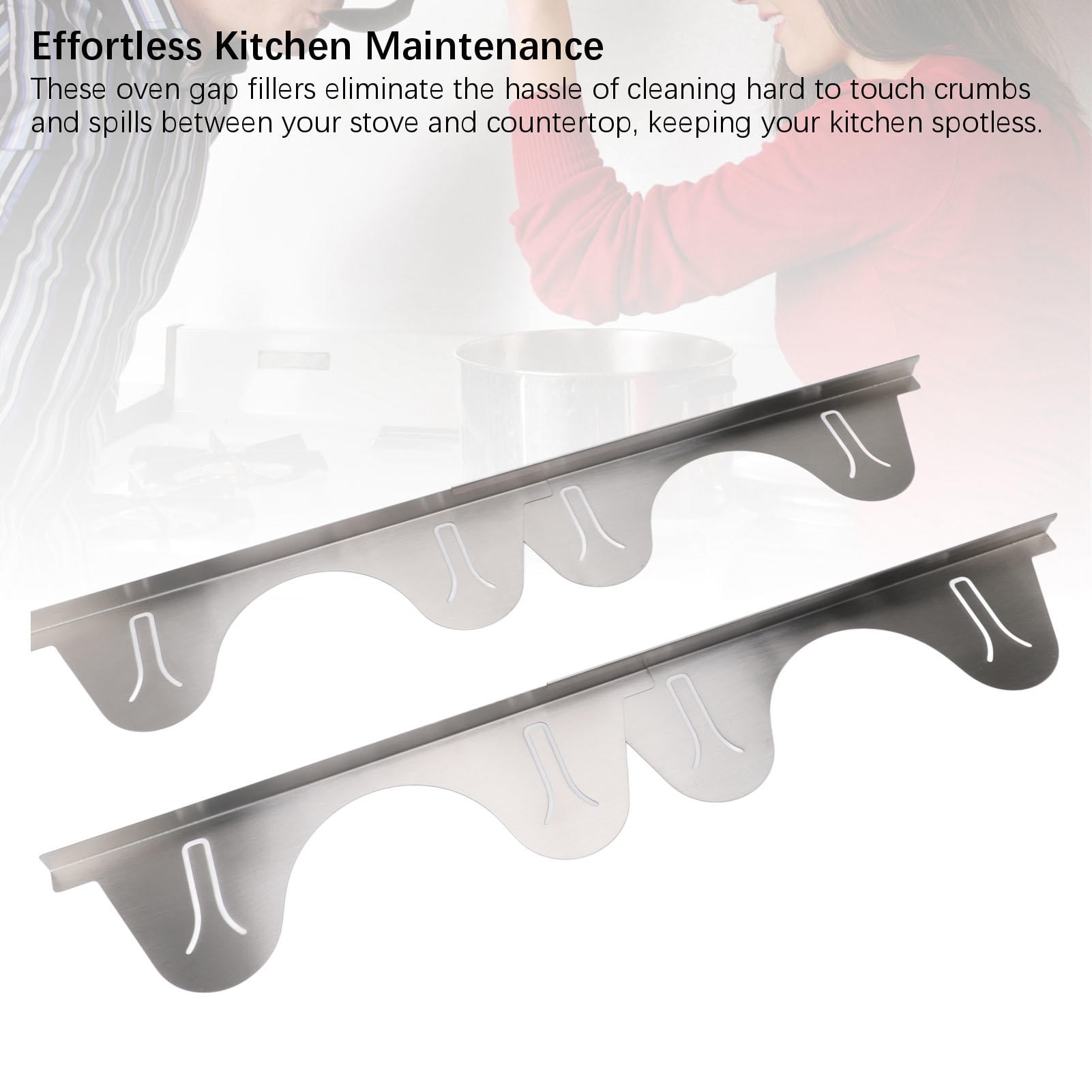 BIMZUC 2‑Pack Stainless Steel Retractable Stove Gap Covers, 35‑70 cm Adjustable, Silver, Kitchen Counter Guard