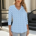 thumbnail image 6 of Ounisa Womens 3/4 Sleeve Tees V Neck Fashion Polka Dot Printed Base Layer Slim Fit Soft 2026 Spring Daily Casual Versatile Comfortable Tops S-2XL, 6 of 6