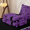 thumbnail image 5 of Homewish Halloween Bat Zipper Twin Comforter Sets with Fitted Sheet and 2 Pillowcases,Tiny Bow Print Zipper Bedding Set,Lavender Black,Black Reversible,4 Pieces, 5 of 7