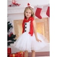 thumbnail image 3 of BemeyourBBs Kids Christmas Snowman Costume Girls Halter Tulle Princess Dress Scarf Headwear 3PCS Christmas Outfit Halloween Christmas Dress Up Costume, 3 of 9