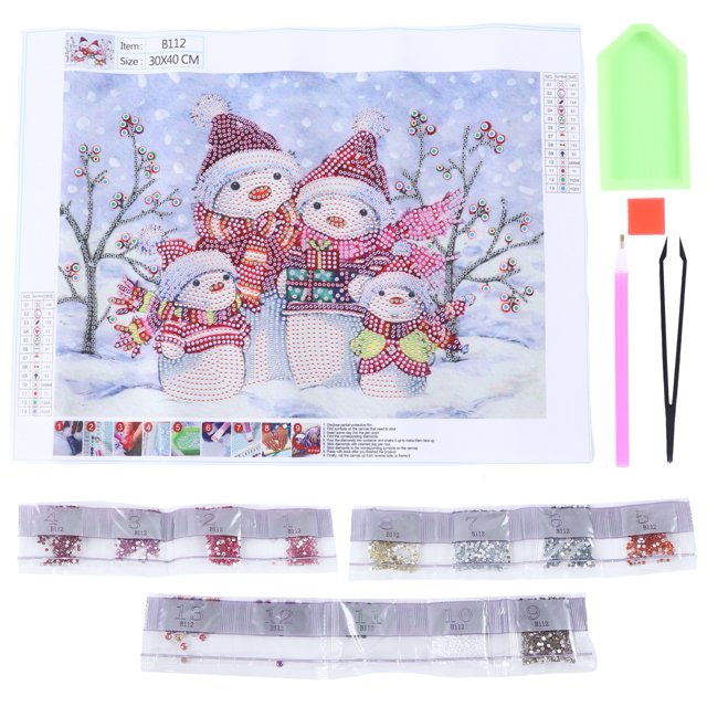 Pintura de diamantes de imitación, 30x40cm, muñeco de nieve, impermeable, exquisitos colores brillantes, alivio de presión, Kits de arte de diamantes de imitación antioxidantes