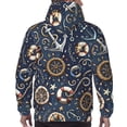 thumbnail image 7 of Rateoe Nautical Pattern Mens Hoodie, Pullover Hooded Sweatshirt, Kangaroo Pocket Hoodie Ideal for Daily Wear, Travel and Home-Medium, 7 of 7