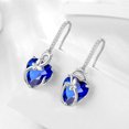 thumbnail image 6 of Juwaliy Cat Butterfly Earrings for Women 925 Sterling Silver Earring Dangle Hook Blue Heart Sapphire September Birthstone Jewelry Christmas Birthday Valentines Mother's Day Gift for Mom Wife, 6 of 10
