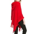 thumbnail image 2 of SWSMCLT Women's Poncho Sweater Ponchos and Wraps Soft Knit Winter Warm Blanket Wrap Shawl Pashmina Hooded Cape Casual Fringe Crochet Red One Size, 2 of 3