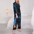 thumbnail image 3 of Picia Cool Blue Light Wolf Pattern Women’s Long-Sleeve Sleepwear Set - Soft 2-Piece Loungewear with Pockets, Comfy PJs for Relaxing Nights-Large, 3 of 7