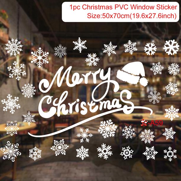 Pegatinas navideñas para ventanas, decoraciones navideñas 2024 para el hogar, pegatinas de Papá Noel, regalos de Navidad, Año Nuevo 2025