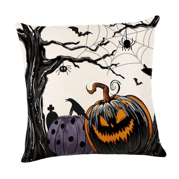 Funda de almohada de Halloween, funda de almohada premium elegante, funda de cojín de poliéster Estilo D