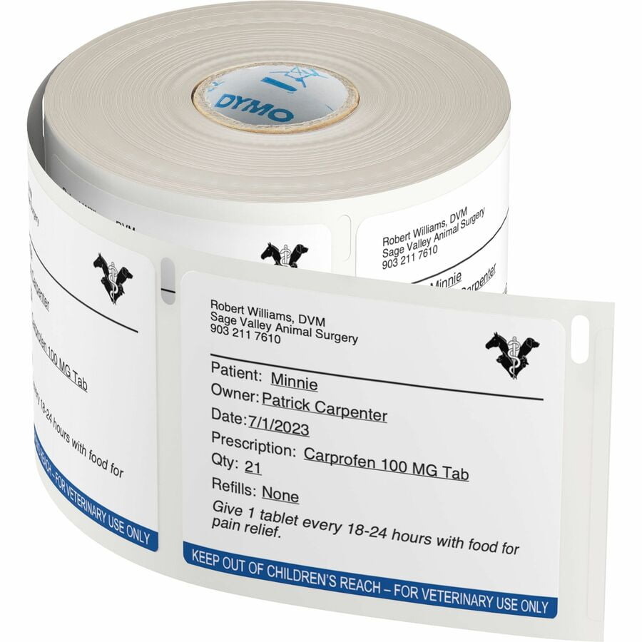 DYMO LabelWriter Veterinary Prescription Labels 2-3/4" x 2-1/8 " 400 Labels/Roll 6 Rolls/Box