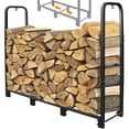 thumbnail image 4 of 4ft Firewood Rack Stand Heavy Duty Firewood Log Rack Holder Fireplace Wood Storage Holder for Indoor Outdoor Metal Pile Log Stand Stacker Holder, Matte Black Shelves for storage, 4 of 5