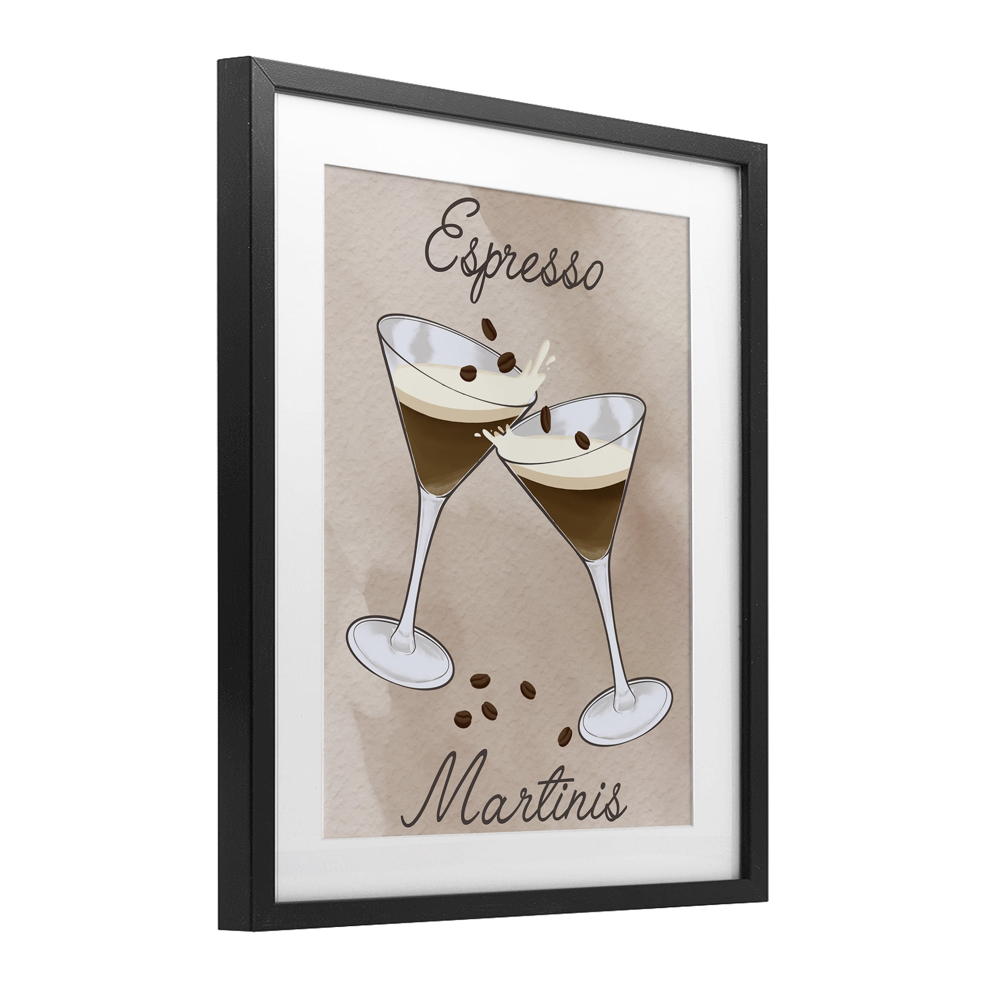 Stupell Industries Cheers Espresso Martinis Black Framed Print Under Glass, design by Marcus Prime