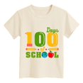 thumbnail image 4 of Kids Tee Boys and Girls Summer 100 Days of School Short Sleeve T Shirt Toddler Happy 100Th Day Tops Girls Tee Beige 8 Years-9 Years, 4 of 4