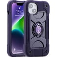 thumbnail image 1 of KOMI Compatible with iPhone 14 Pro Max Case 6.7 Inch with Built-in 360°Rotating Ring Stand, Military Grade Drop Protection Full Body Rugged Heavy Duty Protective Cover Deep Purple, 1 of 5