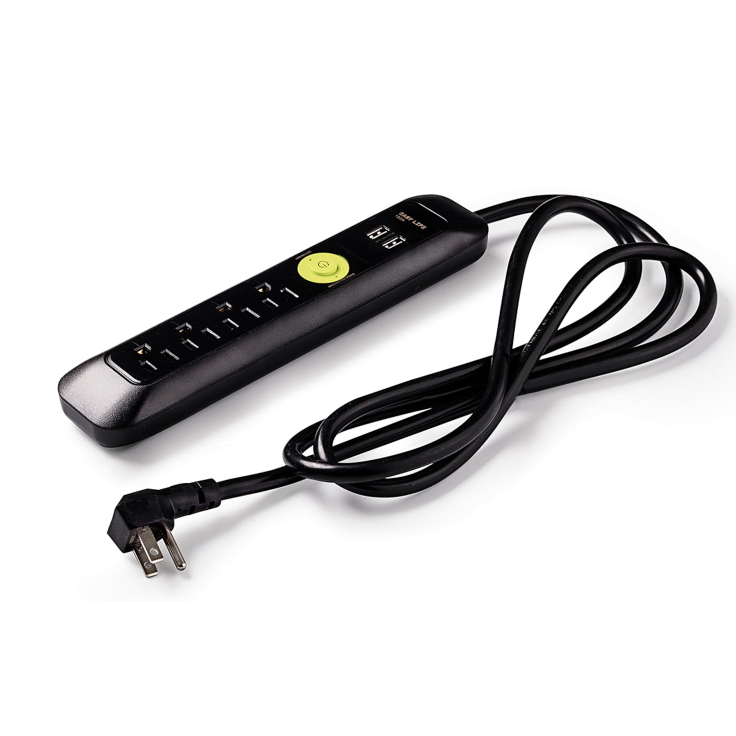 4 Outlet, 2 USB Power Strip Surge Protector by Easylife Tech - Black