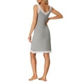thumbnail image 3 of INSPIRE CHIC Women's Pajamas Modal Dress Sleeveless V Neck Sleepwear Lace Trim Lounge Nightgowns S Gray, 3 of 5