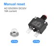 thumbnail image 3 of Unique Bargains Circuit Overload Protector 18A AC125/250V DC32V Push Button Thermal Circuit Breaker with Waterproof Caps 3pcs, 3 of 5