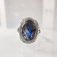 thumbnail image 3 of Natural Labradorite Ring, Woman's Blue Fire Labradorite Ring, Birthstone, Designer Band, 925 Sterling Silver, Womens Ring, Christmas, Thanksgiving, Handmade, Statement Jewelry, Natural Gemstone Ring, 3 of 7