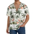 thumbnail image 3 of Xecao offers the Flamingo Palm Trees for Men's Casual Short-sleeved Shirt, a button-up collared shirt with a pocket, perfect for beach vacations and yacht travel in the Medium size., 3 of 7