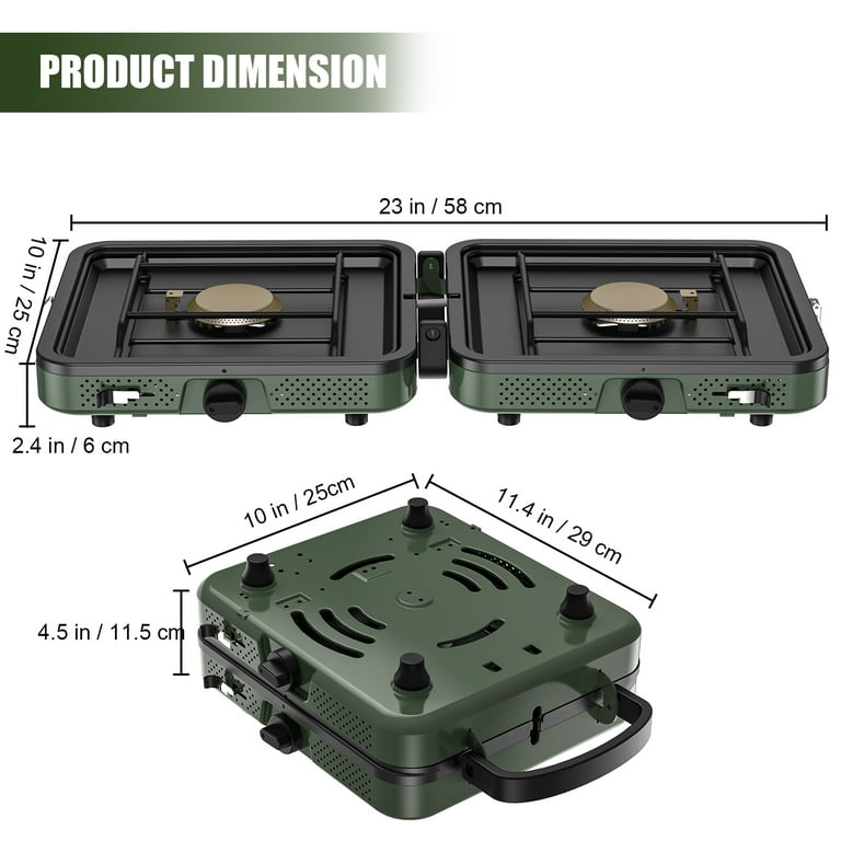 2-Burner Camping Stove Foldable, Portable Propane Camp Stove