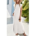 thumbnail image 2 of Vestido de verano Zeagoo casual holgado con cuello redondo maxi blanco L, 2 of 6