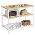 thumbnail image 1 of VASAGLE Isla de Cocina con Encimera Grande, Estantería de Cocina, 3 Niveles, Marco de Acero, 60 x 120 x 90 cm, Roble y Blanco MKKI001W09, 1 of 8