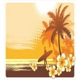 thumbnail image 3 of Ambesonne Surf Duvet Cover Set, Surfer Tropical Landscape, Twin, Yellow Brown Orange, 3 of 3